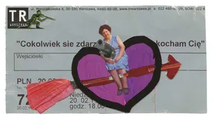 Cokolwiek sie zdarzy kocham Cie, kolaz,8x15,3cm