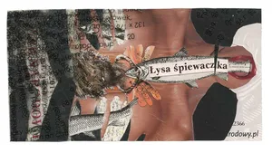 Lysa spiewaczka, kolaz,8x15,4cm
