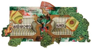 Wisniowy sad, kolaz,8x15cm