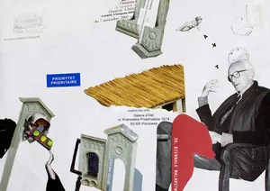 Litopad-2009, kolaz, 23x32cm, z cyklu Kronika wypadków galeryjnych