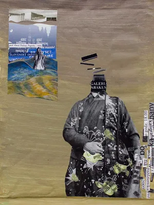 Pazdziernik-2009, kolaz, 26x20cm, z cyklu Kronika wypadków galeryjnych