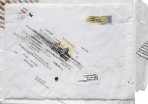 Pazdziernik-2009, kolaz, 28x41cm, z cyklu Kronika wypadków galeryjnych