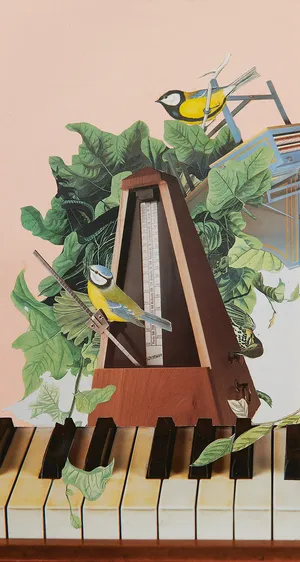 Oddźwięki 6, 2022, kolaz na papierze, 36x19 cm, fot. Adam Gut