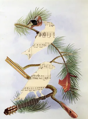 Oddźwięki 8, 2022, kolaz papier, 30x26 cm, fot. Adam Gut