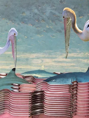 Zdarzenia na brygu Banbury, kolaż, papier