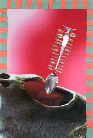 Iwona, księżniczka Burgunda, kolaż, papier