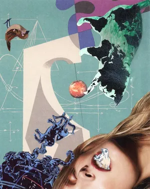 Kosmos, kolaż, papier