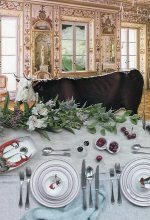 Biesiada u hrabiny Kotłubaj, kolaż, papier