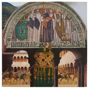 Po kole barw - kwiecień, kolaż, 49.5x49.5cm