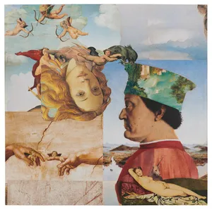 Po kole barw - czerwiec, kolaż, 49.5x49.9cm